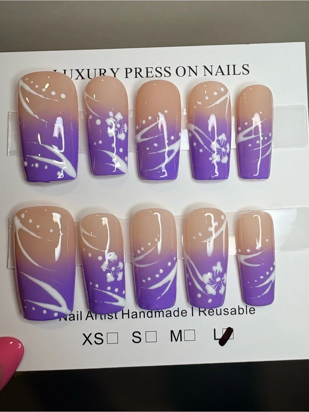 Purple Ombre Floral Press-On Nails
